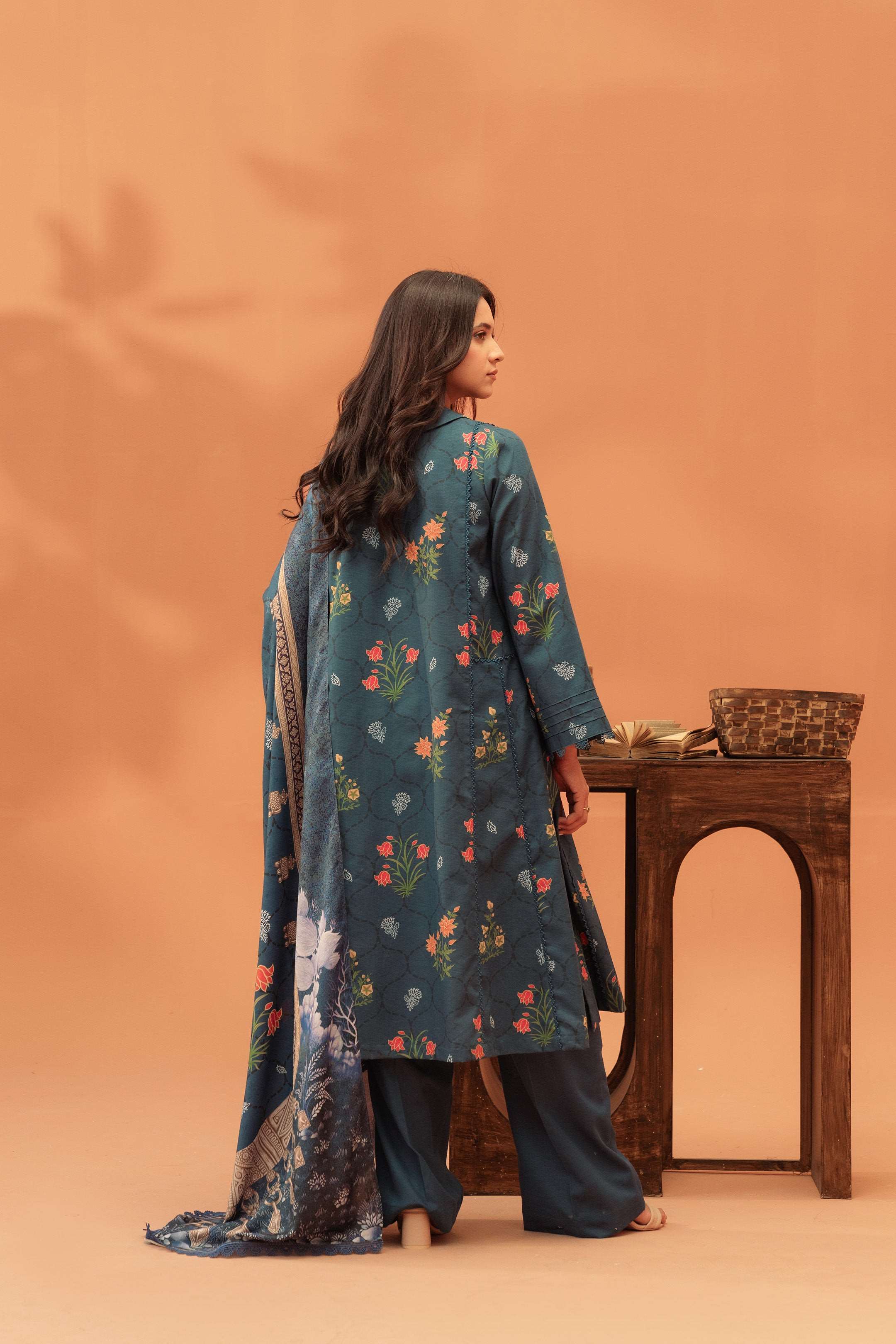 3 Piece Printed Khaddar Suit Unstitched Winter-24