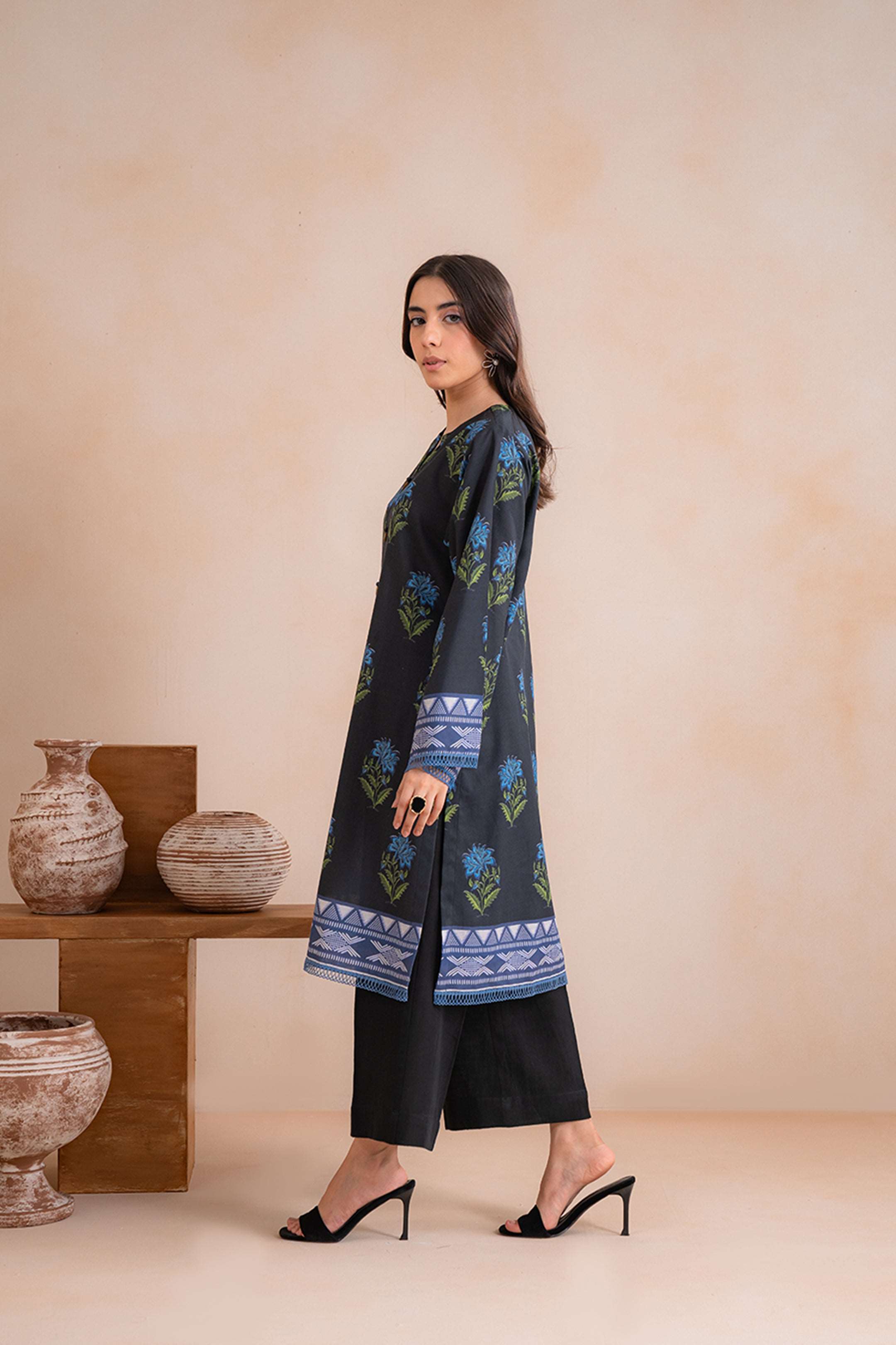 1 Piece Printed Khaddar Shirt Unstitched Winter-24