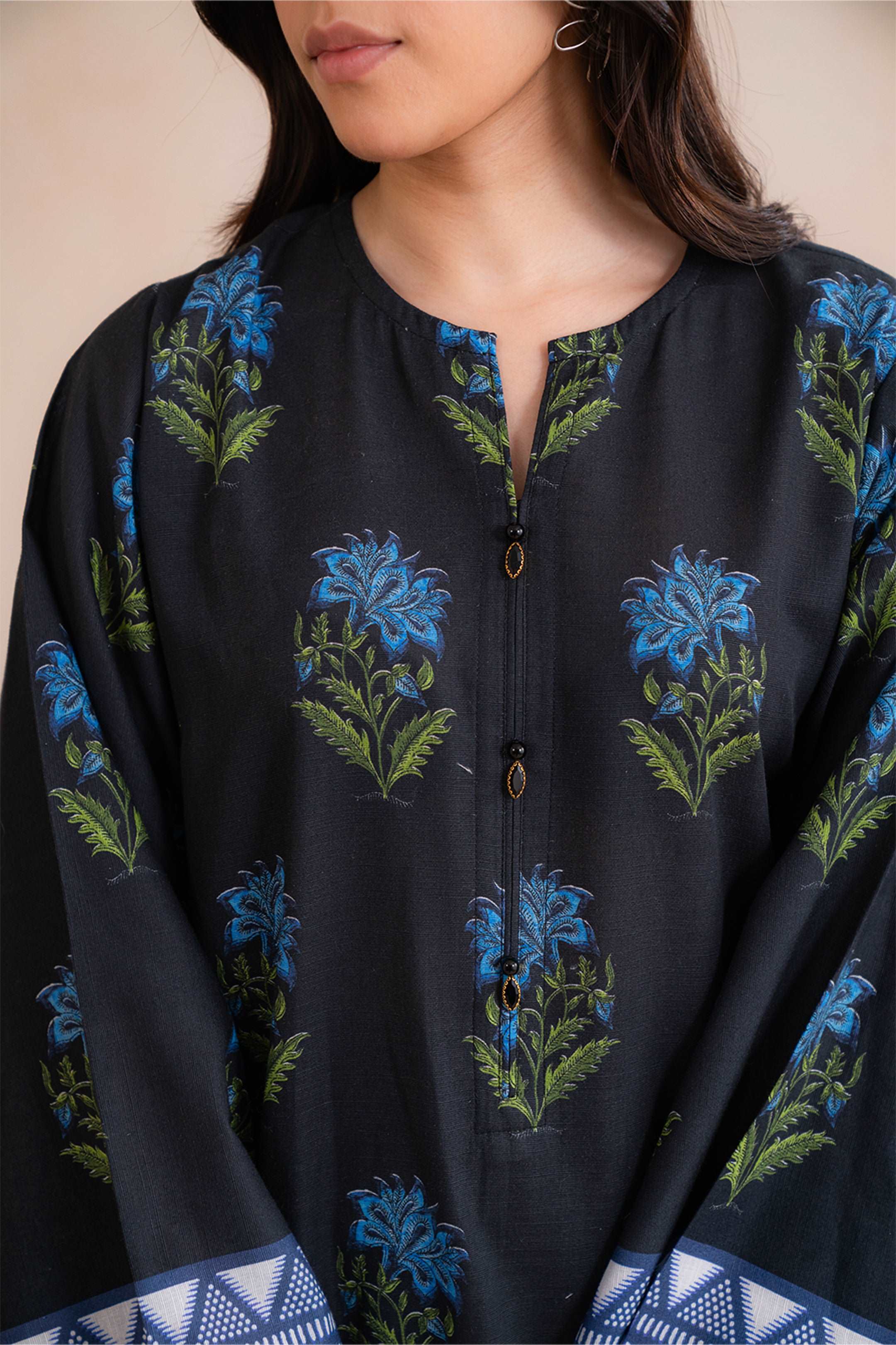 1 Piece Printed Khaddar Shirt Unstitched Winter-24