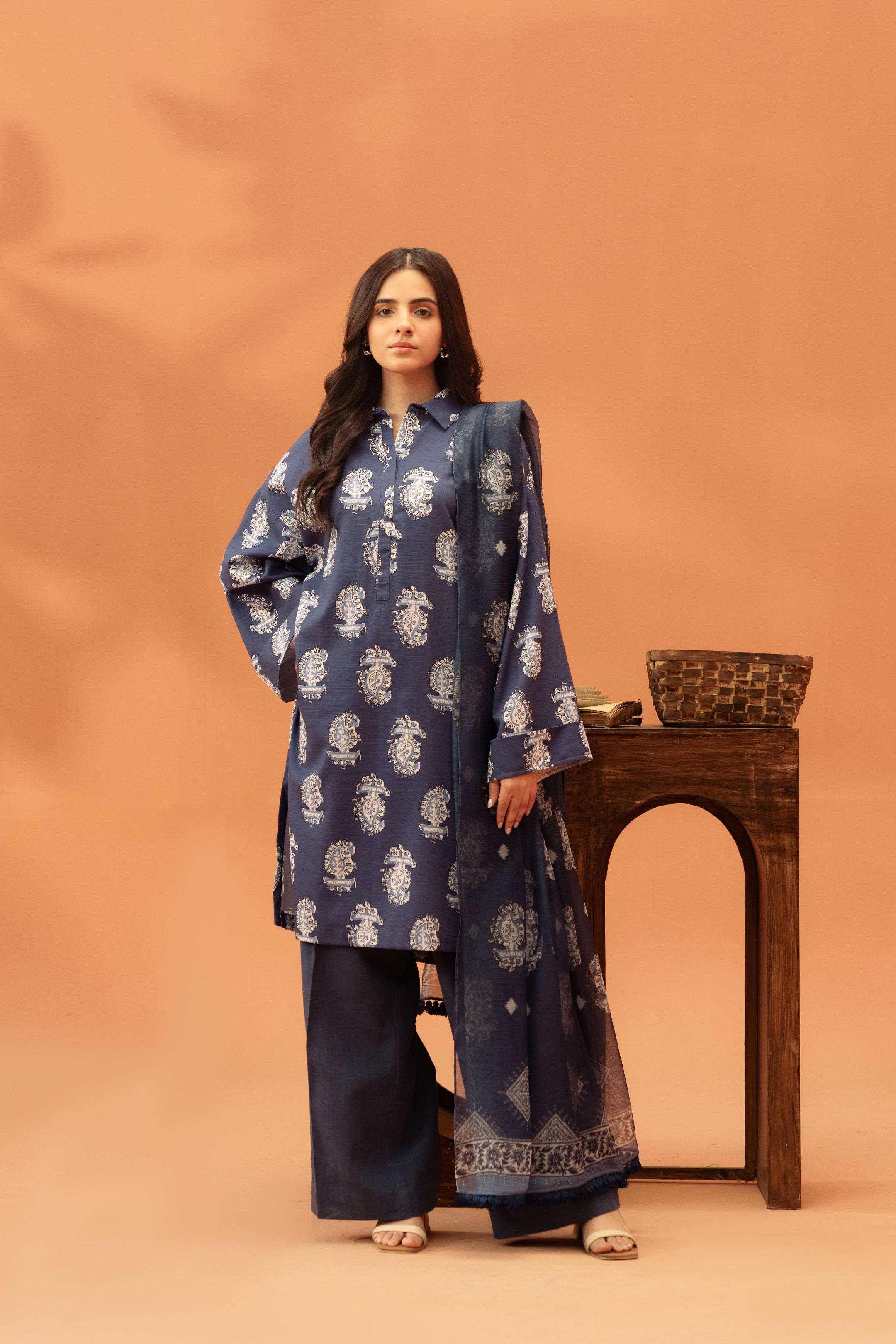 2 Piece Printed Khaddar Suit Unstitched Winter-24