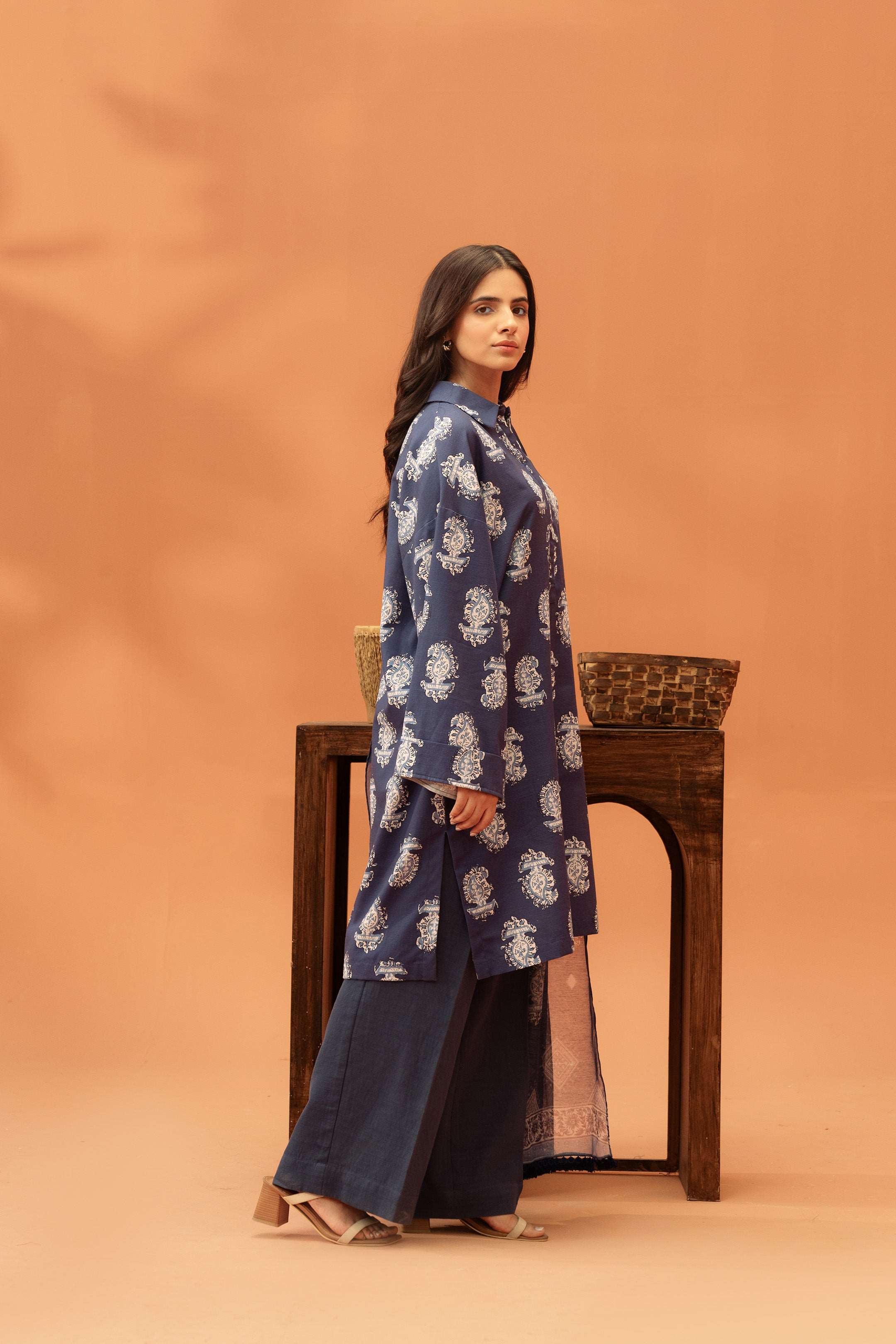 2 Piece Printed Khaddar Suit Unstitched Winter-24