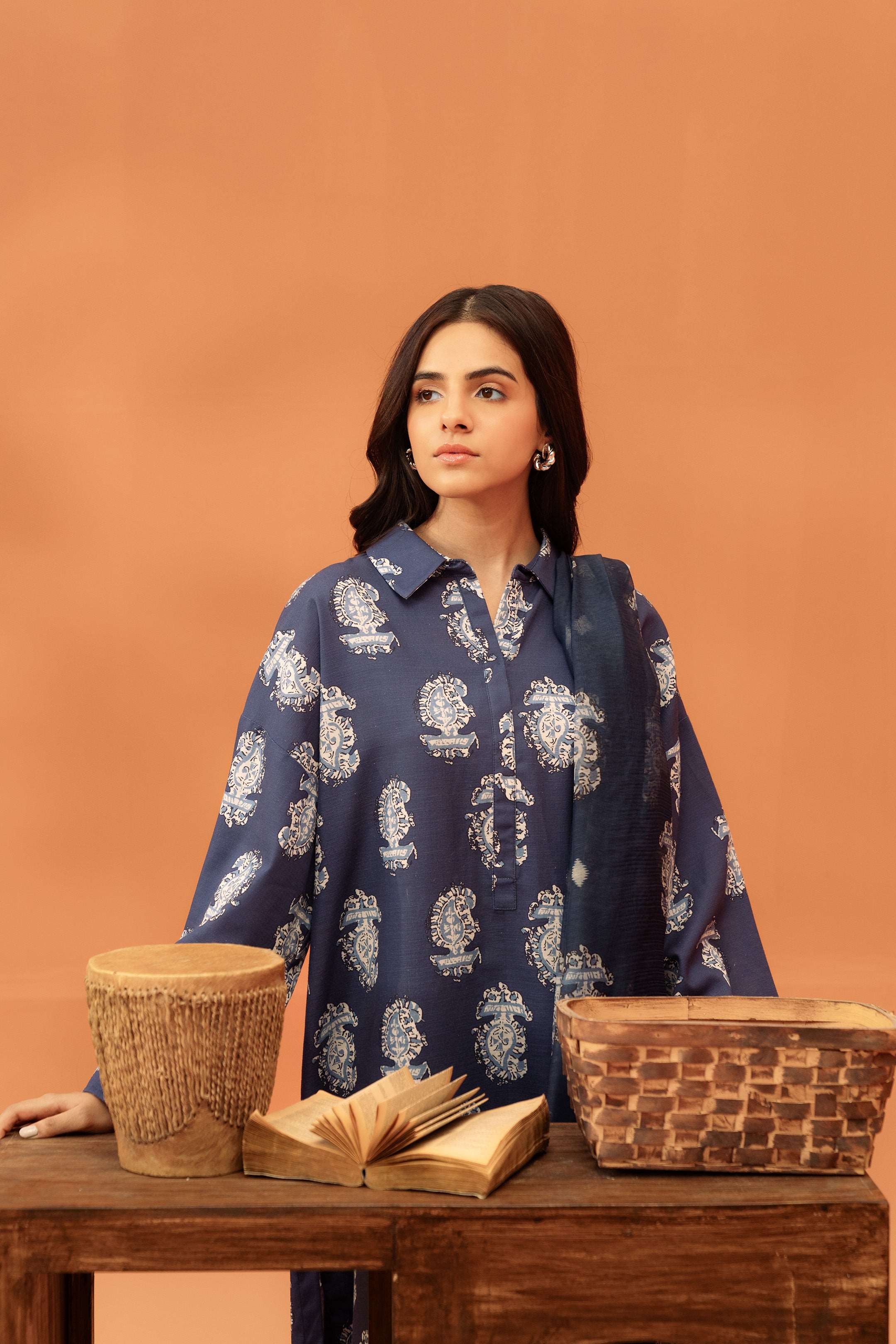 2 Piece Printed Khaddar Suit Unstitched Winter-24