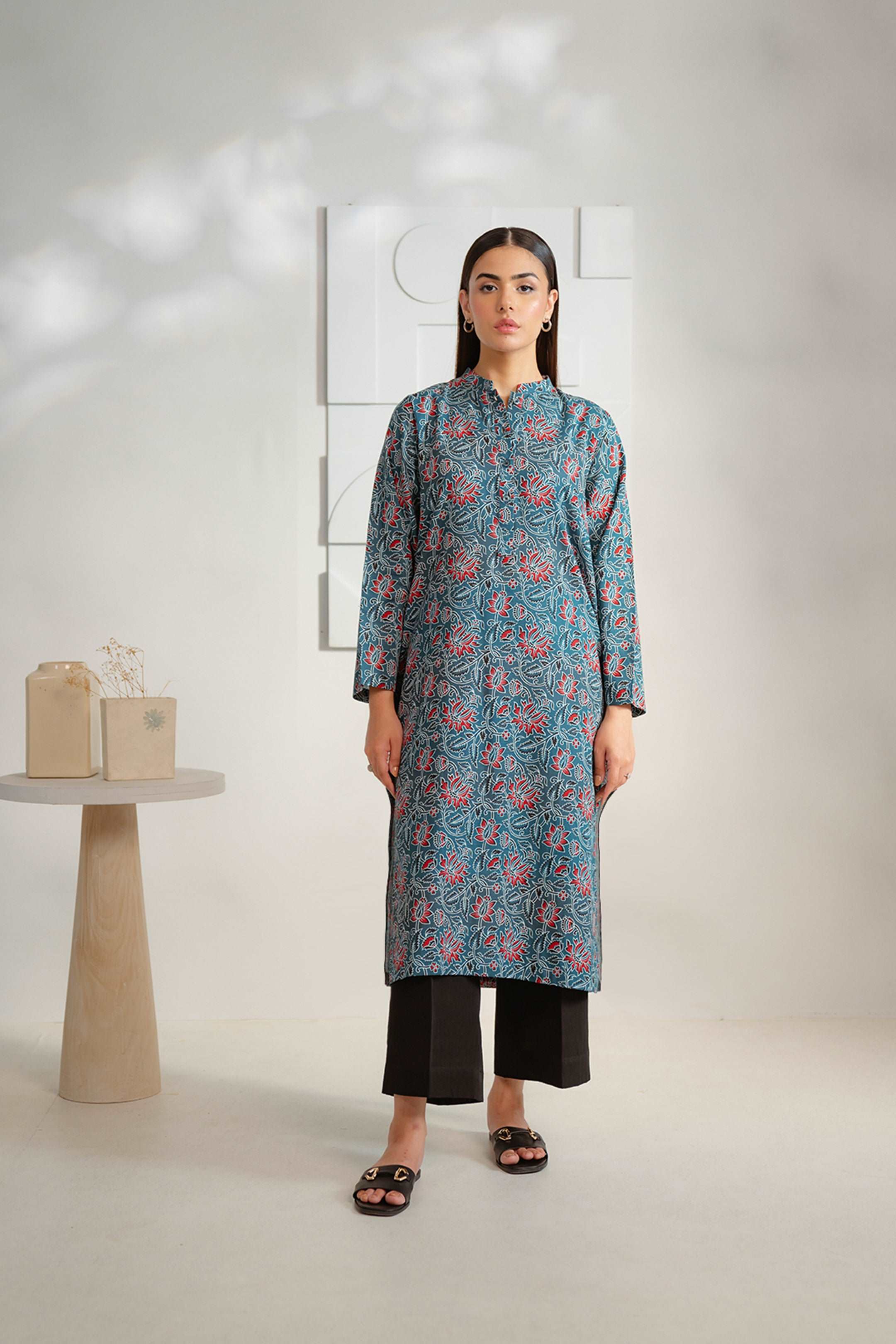 1 Piece Printed Khaddar Shirt Pret Winter-24