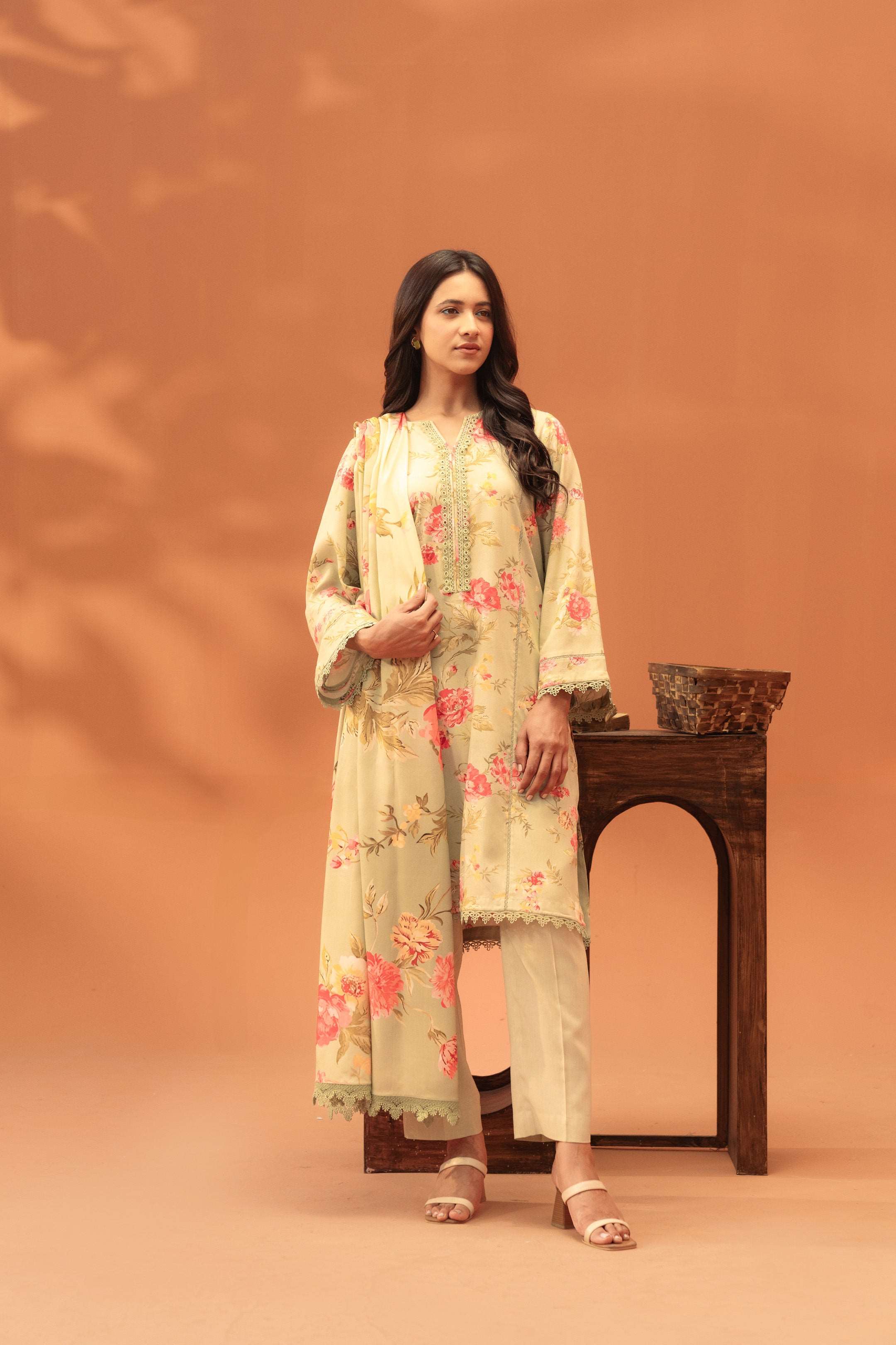 2 Piece Printed Linen Suit Unstitched Winter-24