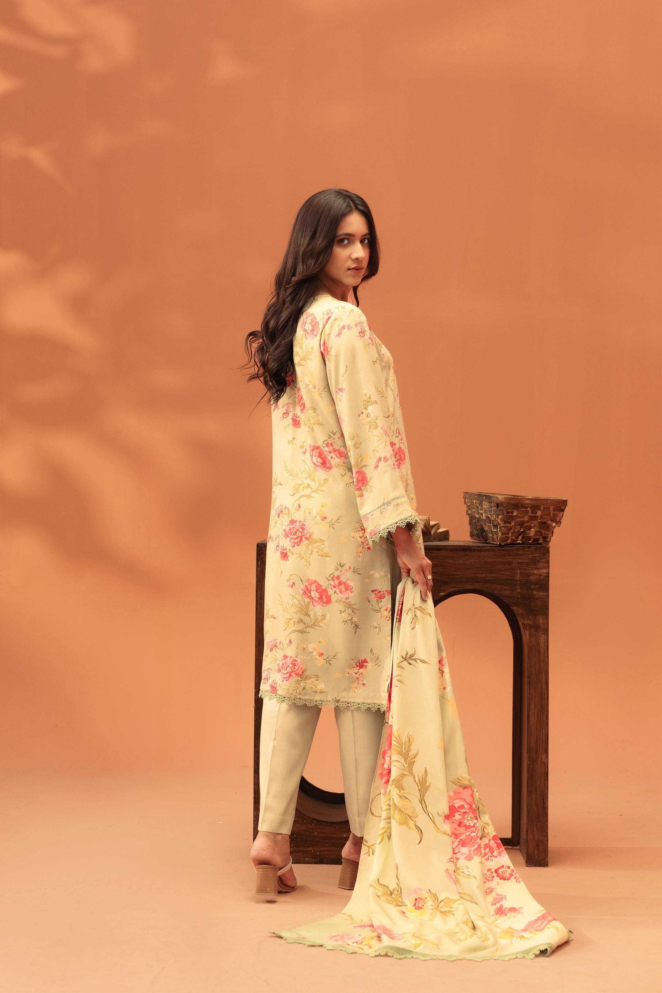 2 Piece Printed Linen Suit Unstitched Winter-24