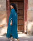 1 Piece Embroidered Raw Silk Kaftan