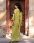 1 Piece Embroidered Raw Silk Kaftan