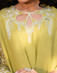 1 Piece Embroidered Raw Silk Kaftan