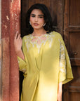 1 Piece Embroidered Raw Silk Kaftan