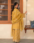 3 Piece Embroidered Raw Silk Suit