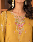 3 Piece Embroidered Raw Silk Suit