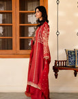 3 Piece Embroidered Raw Silk Suit