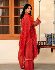 3 Piece Embroidered Raw Silk Suit