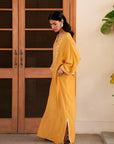 1 Piece Embroidered Raw Silk Kaftan