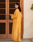 1 Piece Embroidered Raw Silk Kaftan