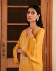 1 Piece Embroidered Raw Silk Kaftan