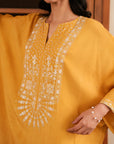 1 Piece Embroidered Raw Silk Kaftan