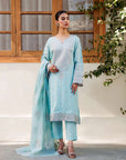 3 Piece Embroidered Raw Silk Suit