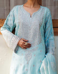 3 Piece Embroidered Raw Silk Suit