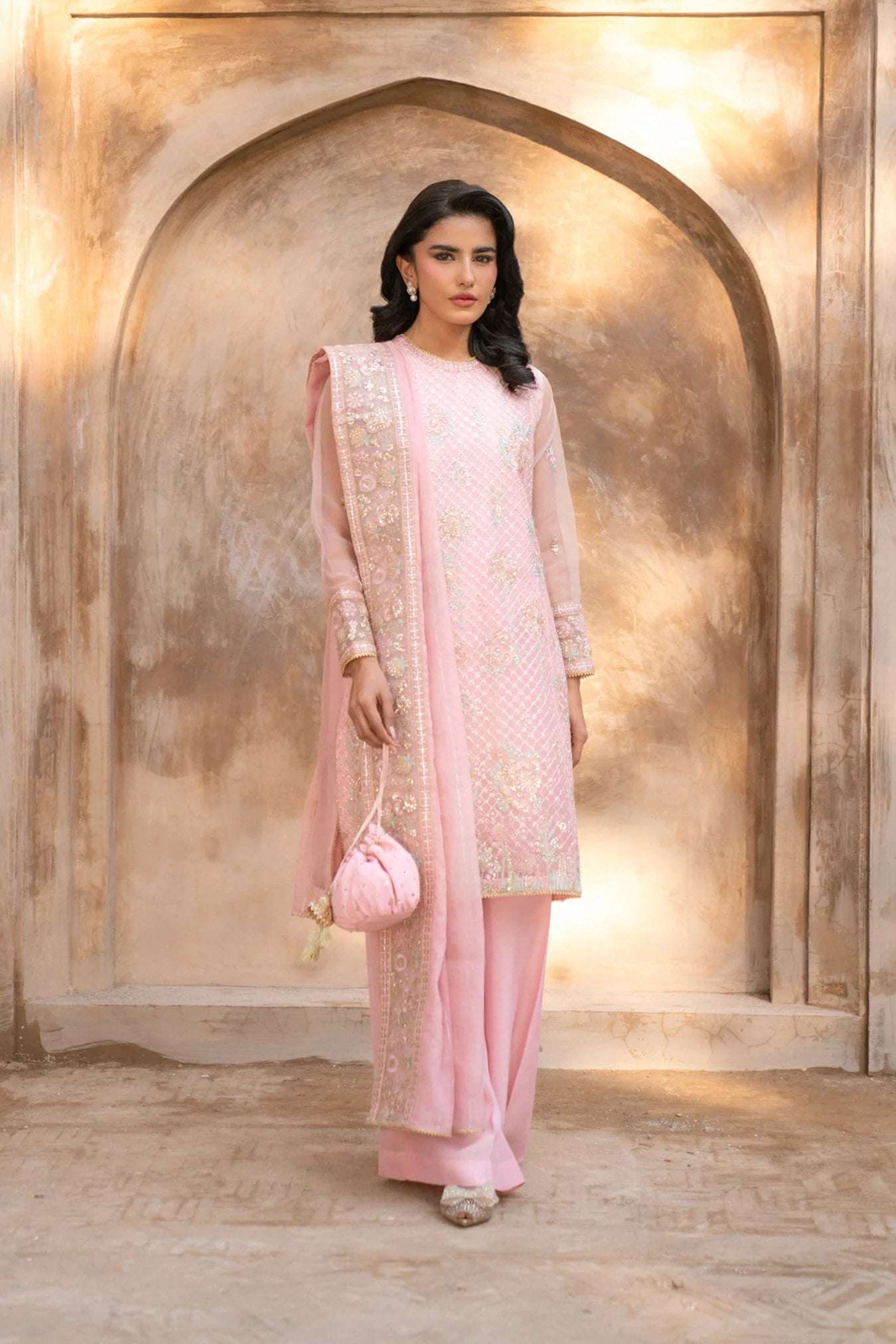 3 Piece Embroidered Organza Suit