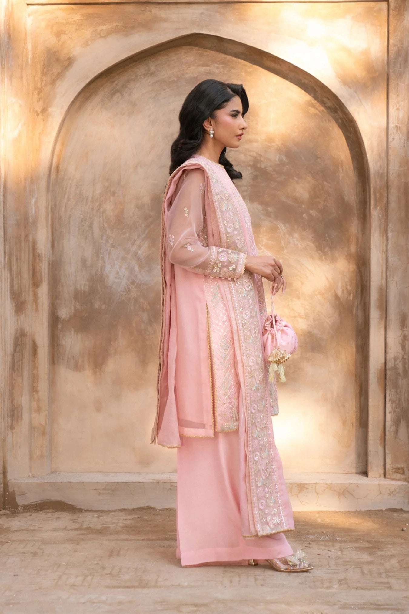 3 Piece Embroidered Organza Suit