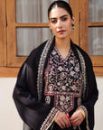 3 Piece Embroidered Raw Silk Suit