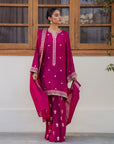 3 Piece Linen Embroidered Suit