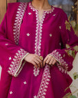 3 Piece Linen Embroidered Suit