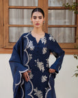 3 Piece Embroidered Raw Silk Suit