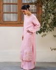 3 Piece Embroidered Raw Silk Suit