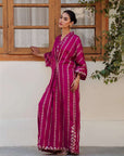 1 Piece Embroidered Raw Silk Kaftan