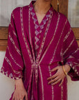 1 Piece Embroidered Raw Silk Kaftan