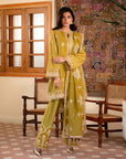 3 Piece Embroidered Raw Silk Suit