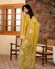 3 Piece Embroidered Raw Silk Suit