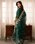 3 Piece Embroidered Raw Silk Suit