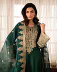 3 Piece Embroidered Raw Silk Suit