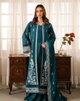 3 Piece Embroidered Raw Silk Suit