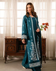 3 Piece Embroidered Raw Silk Suit