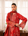 3 Piece Embroidered Raw Silk Suit Unstitched Winter-24