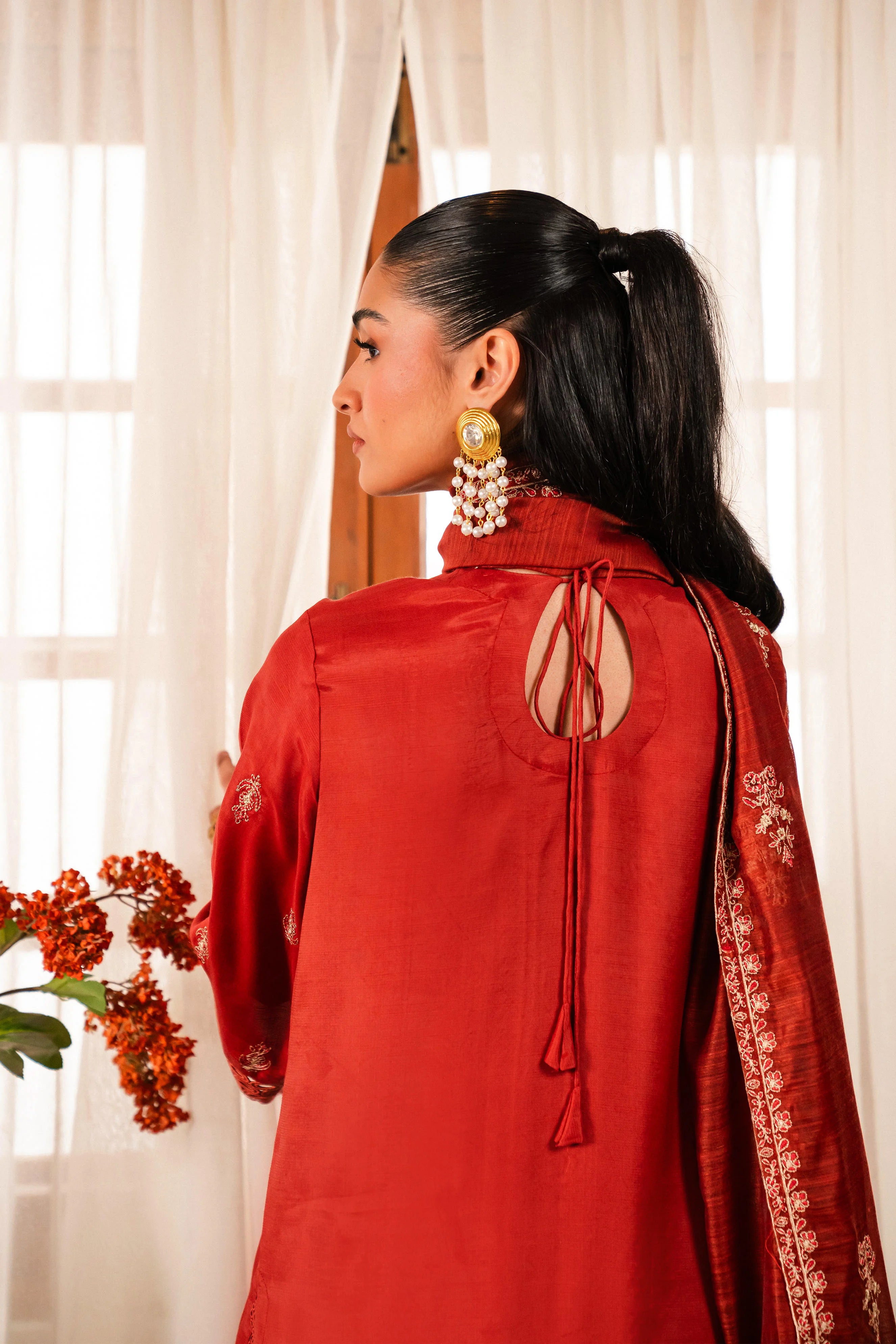 3 Piece Embroidered Raw Silk Suit Unstitched Winter-24