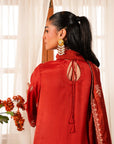 3 Piece Embroidered Raw Silk Suit Unstitched Winter-24