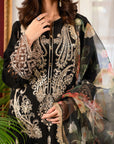 3 Piece Embroidered Raw Silk Suit