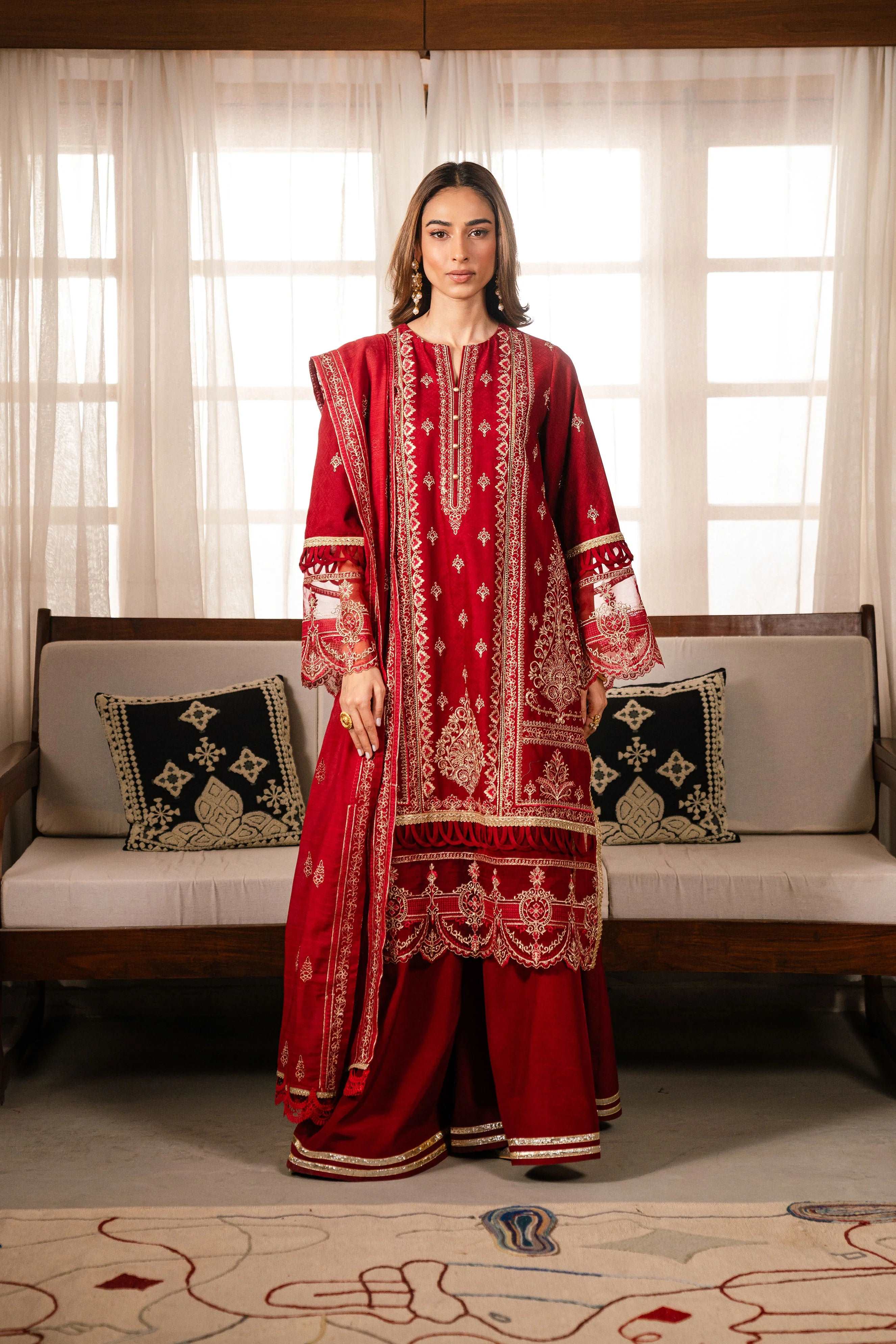 3 Piece Embroidered Dobby Suit Unstitched Winter-24