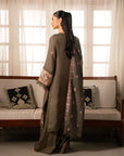 3 Piece Embroidered Raw Silk Suit