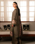 3 Piece Embroidered Raw Silk Suit