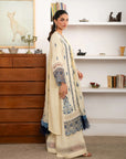 3 Piece Embroidered Raw Silk Suit