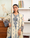 3 Piece Embroidered Raw Silk Suit