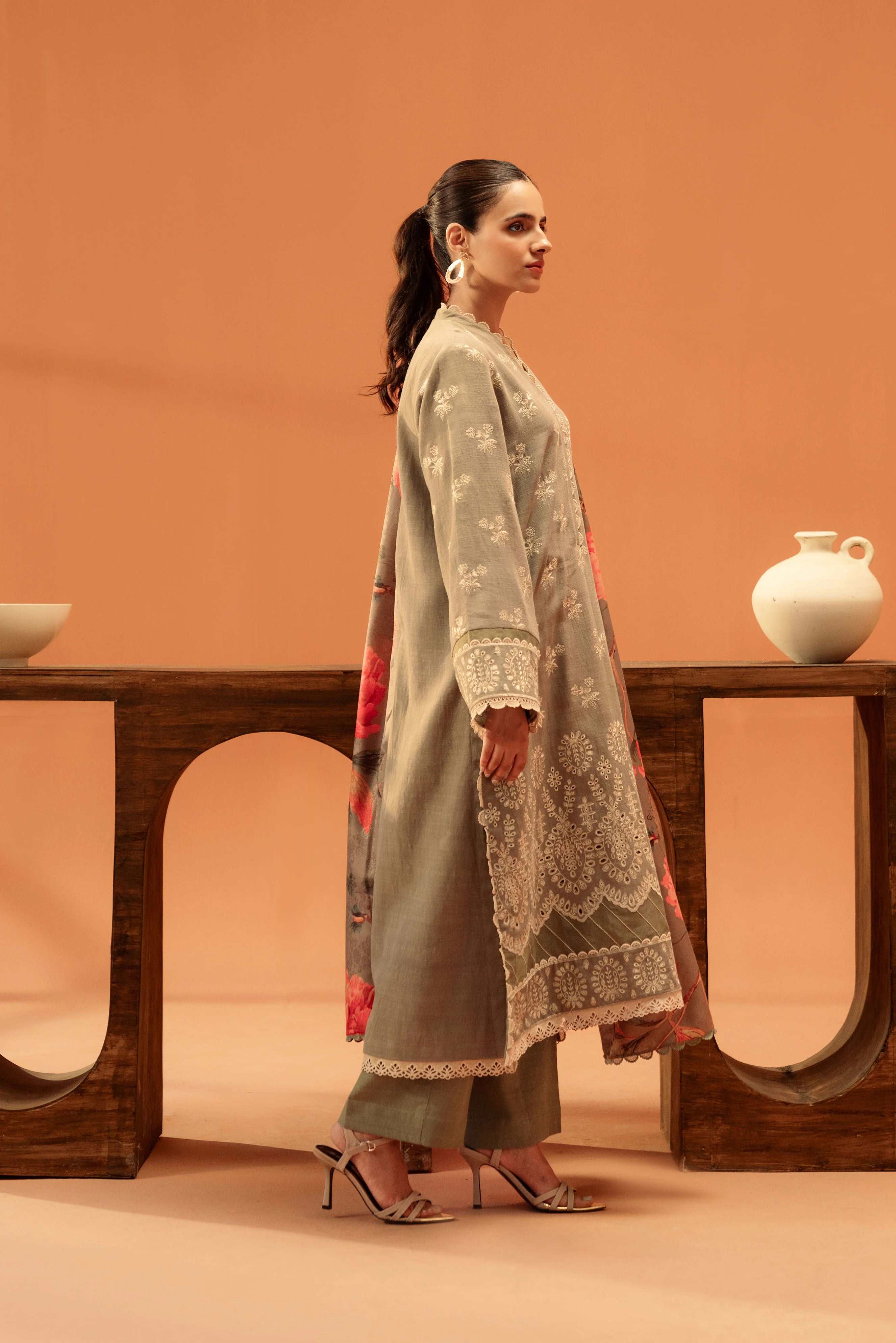 3 Piece Embroidered Karandi Suit Unstitched Winter-24