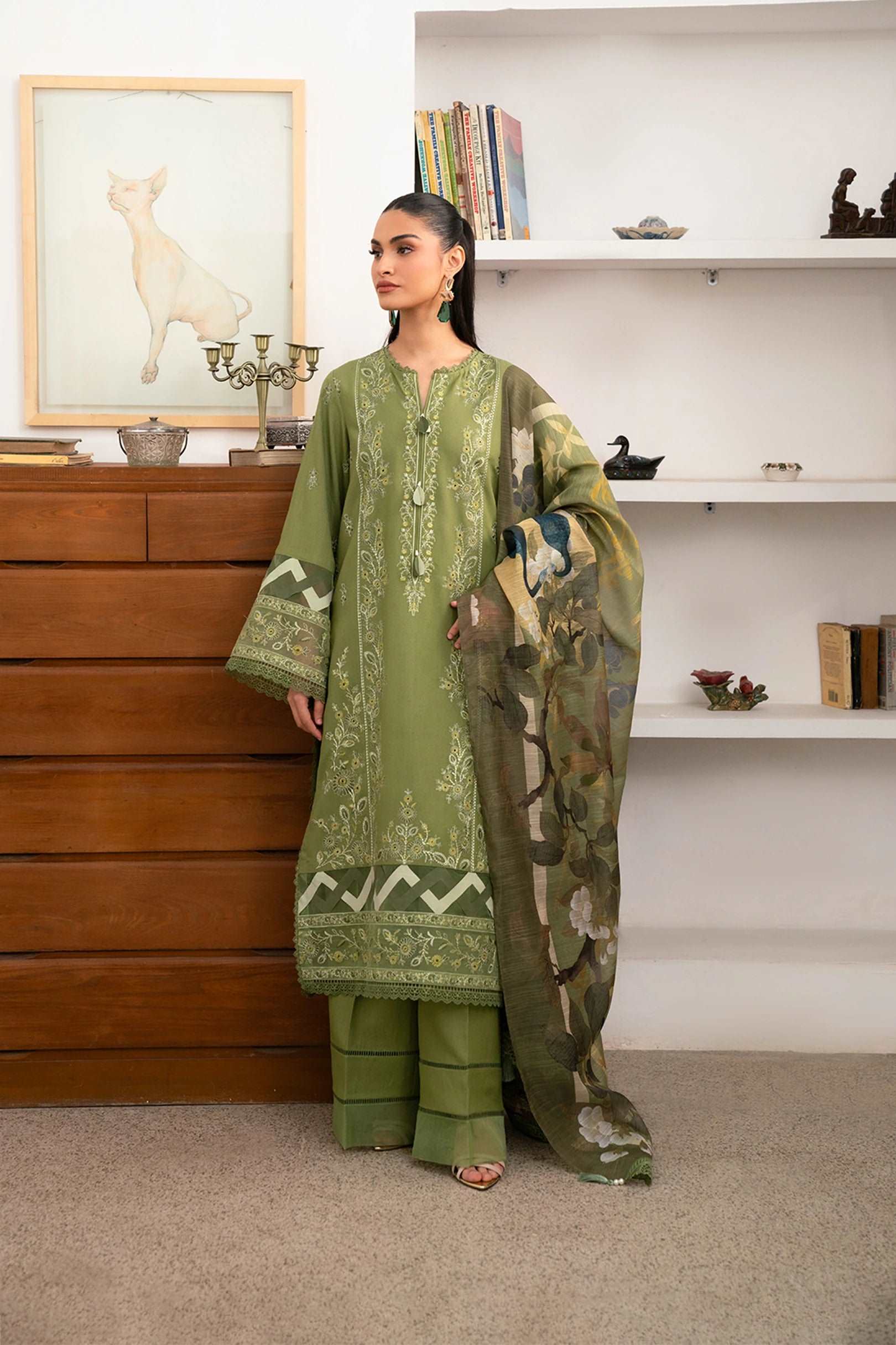 3 Piece Karandi Embroidered Suit Unstitched Winter-24