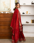 3 Piece Embroidered Raw Silk Suit